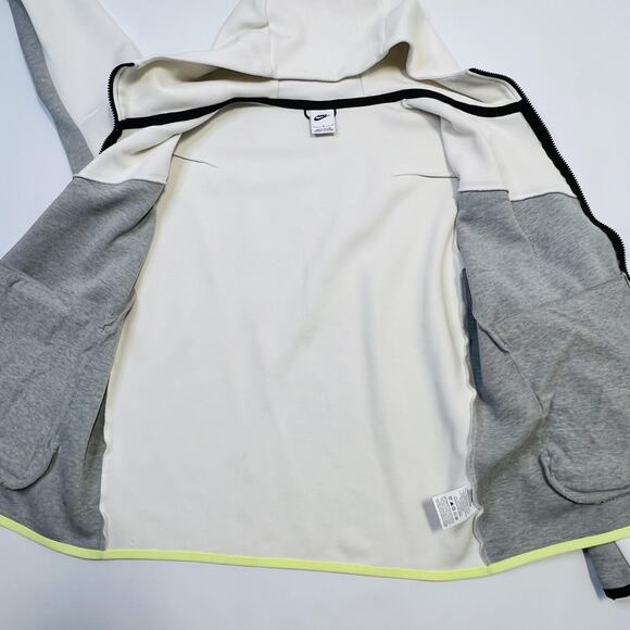 Nike Tech Fleece Hoodie Jacket Mens Large Gray White CU4489-133 Full Zip Pocket - Picture 10 of 15